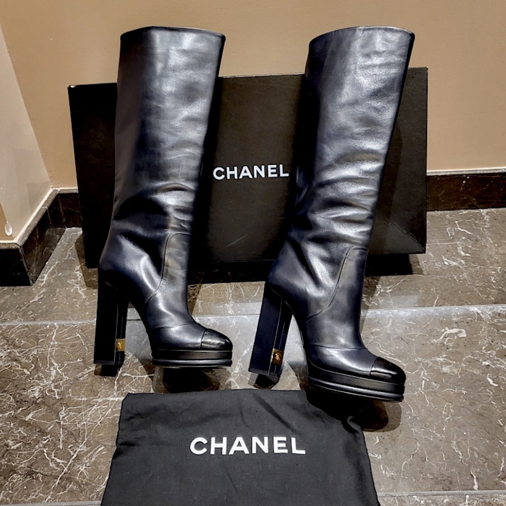 Chanel black boots size 38